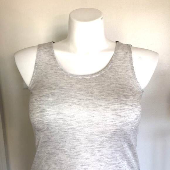 HEM & THREAD Ivory Front Blue Brown Back Knit Round Neck Tank Top Size Small - Picture 2 of 9